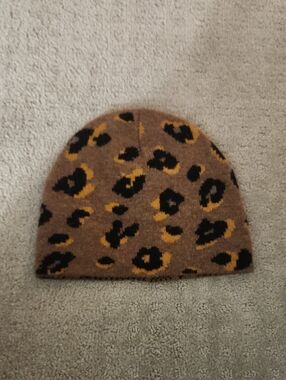 Madewell 100% Merino Wool Beanie Leopard Animal Print Winter Hat